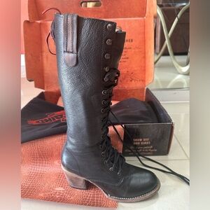 Freebird by Steven, Grany Black Leather Lace-Up Boots